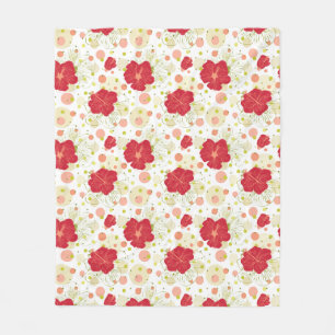Hand gezeichnetes Hibiskus-Muster Fleecedecke