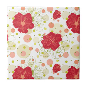 Hand gezeichnetes Hibiskus-Muster Fliese