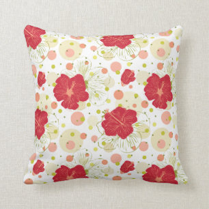 Hand gezeichnetes Hibiskus-Muster Kissen