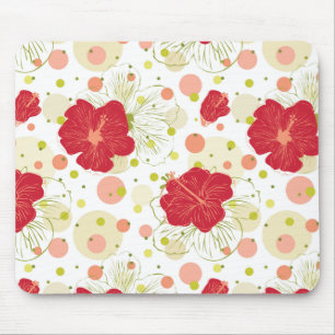 Hand gezeichnetes Hibiskus-Muster Mousepad