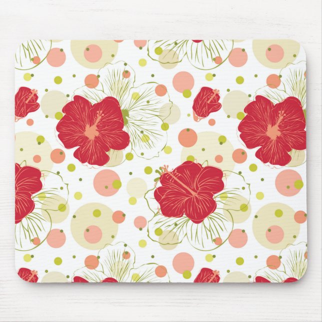 Hand gezeichnetes Hibiskus-Muster Mousepad (Vorne)