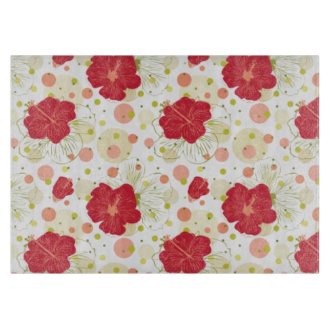 Hand gezeichnetes Hibiskus-Muster Schneidebrett (Vorderseite)