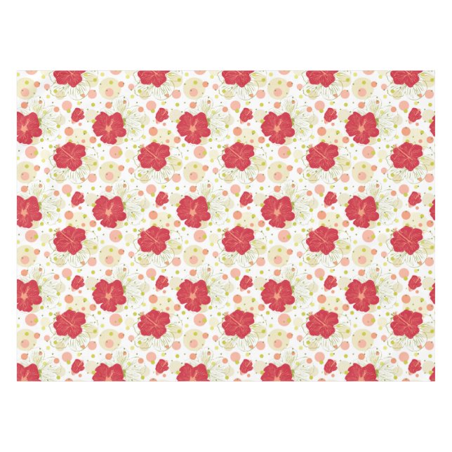 Hand gezeichnetes Hibiskus-Muster Tischdecke (Vorderseite (Horizontal))