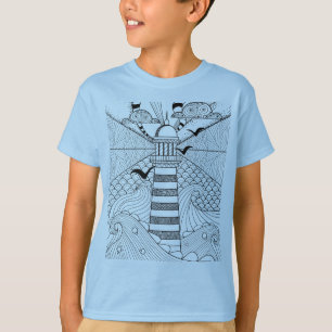Hand gezeichnetes Leuchtturm-Gekritzel T-Shirt
