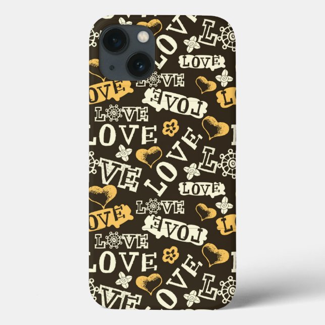 Hand gezeichnetes Liebe-Muster Case-Mate iPhone Hülle (Rückseite)
