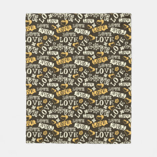 Hand gezeichnetes Liebe-Muster Fleecedecke