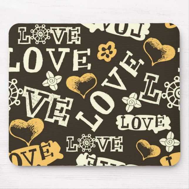 Hand gezeichnetes Liebe-Muster Mousepad (Vorne)