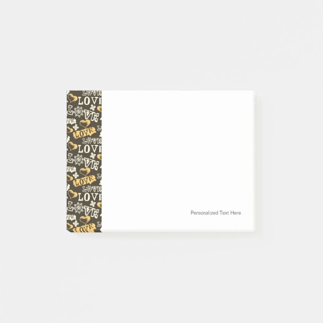 Hand gezeichnetes Liebe-Muster Post-it Klebezettel (Vorderseite)