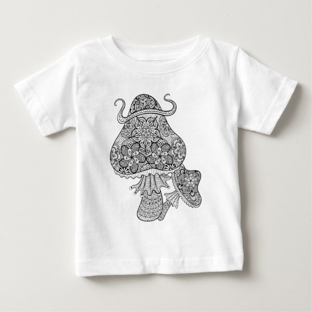 Hand gezeichnetes magisches Pilz-Gekritzel Baby T-shirt (Vorderseite)
