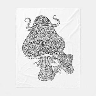 Hand gezeichnetes magisches Pilz-Gekritzel Fleecedecke