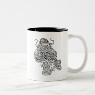 Hand gezeichnetes magisches Pilz-Gekritzel Zweifarbige Tasse