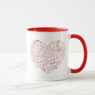Hand gezeichnetes Mittelgekritzel-Logo Tasse