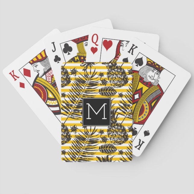 Hand gezeichnetes Monogramm der Ananas-| Spielkarten (Rückseite)