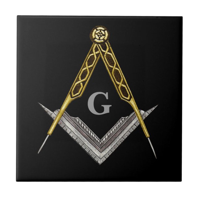 Hand gezeichnetes Quadrat und Kompass Fliese (Vorderseite)