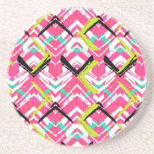 Hand gezeichnetes rosa Zickzack-Muster Sandstein Untersetzer