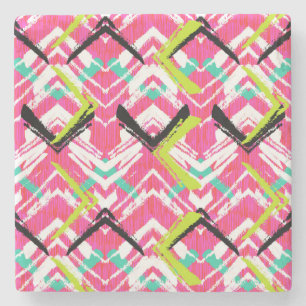 Hand gezeichnetes rosa Zickzack-Muster Steinuntersetzer