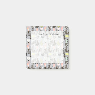 Hand gezeichnetes strukturiertes Kaktus-Muster Post-it Klebezettel