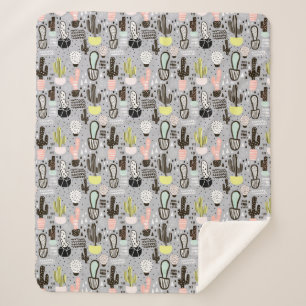 Hand gezeichnetes strukturiertes Kaktus-Muster Sherpadecke