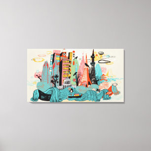 Hand gezeichnetes Tokyo Japan Leinwanddruck