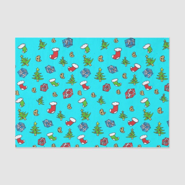 Hand gezeichnetes Weihnachtsseidenpapier Seidenpapier (Vorderseite)