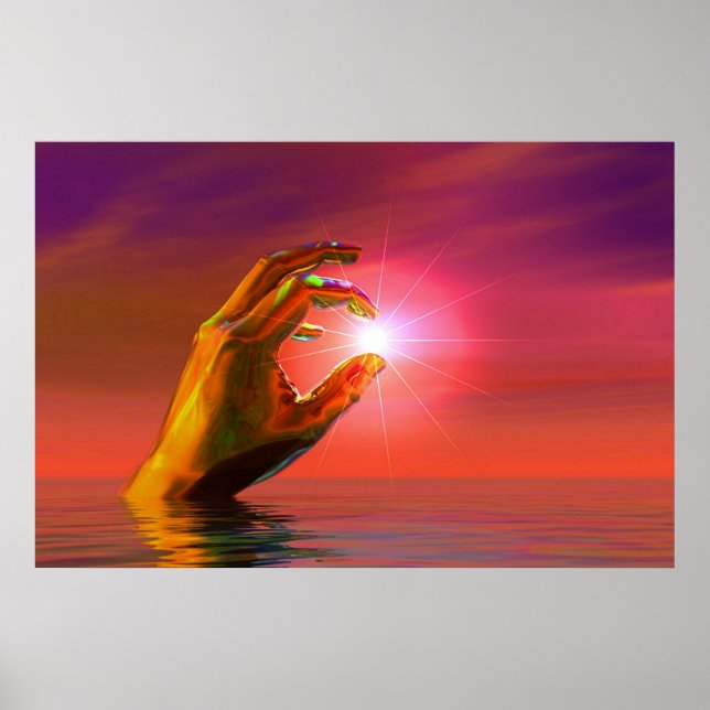 Hand Gottes, die die Sonne hält Poster (Vorne)