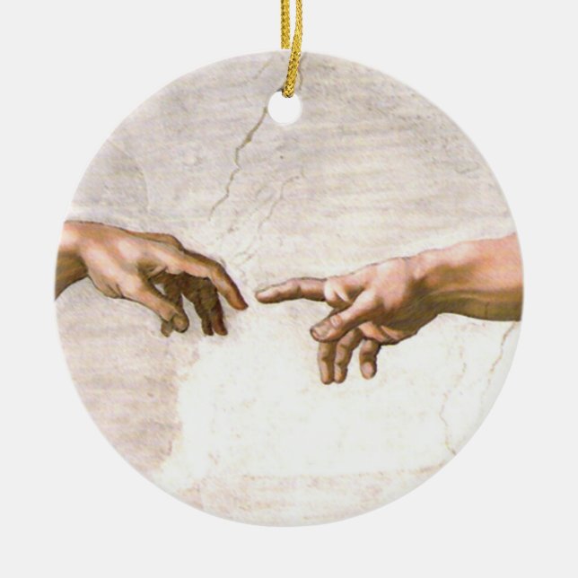 Hand Gottes von Michelangelo Keramikornament (Vorne)