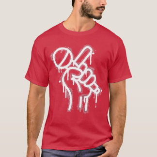 Hand hält Mikrofon Graffiti Junge T-Shirt