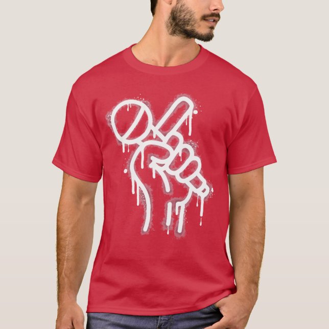 Hand hält Mikrofon Graffiti Junge T-Shirt (Vorderseite)