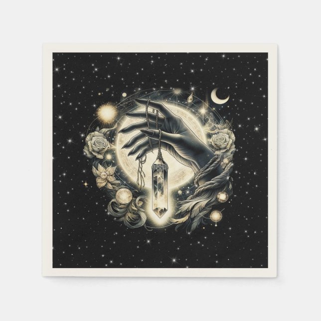 Hand halten eines Kristalls unter dem Mondlicht Serviette (Vorderseite)