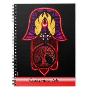 Hand Hamsa feat: Lebensbaum 3 Notizblock