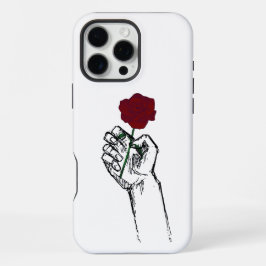 Hand Holding Rose Minimal Art – Elegant Floral Des iPhone 16 Pro Max Hülle