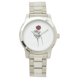 Hand Holding Rose Minimal Art Women’s – Elegant Fl Armbanduhr
