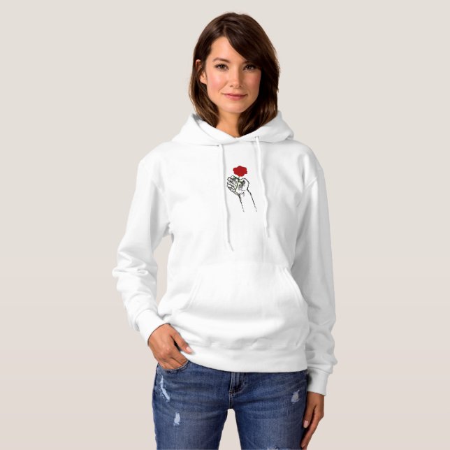 Hand Holding Rose Minimal Art Women’s  Hoodie (Vorne ganz)