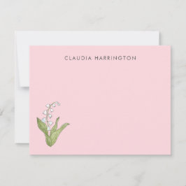 Hand-Illustrated Lily of the Valley Pink Floral Mitteilungskarte