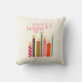 Hand-Illustrated Merry + Bright Christmas  Kissen