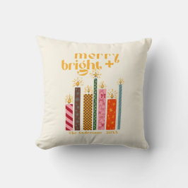 Hand-Illustrated Merry + Bright Christmas  Kissen