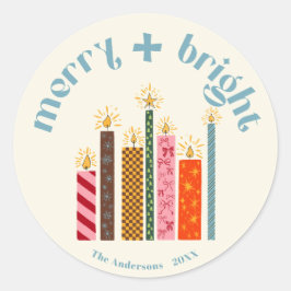Hand-Illustrated Merry + Bright Christmas Sticker
