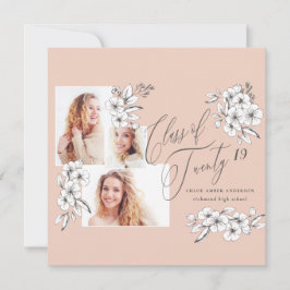 Hand-illustriert-Blumenklasse 2019 Absolvent Ankündigung