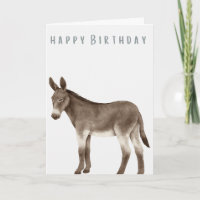 Hand Illustriert Donkey Happy Birthday