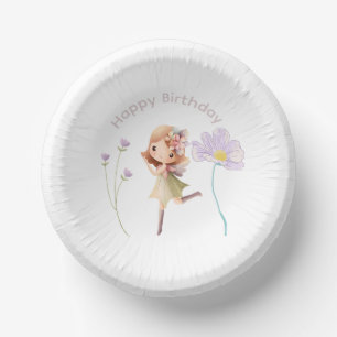 Hand illustriert Fairy tanzen mit Blume Pappteller