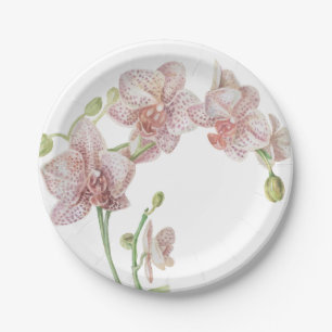 Hand Illustriert Orchid Pappteller