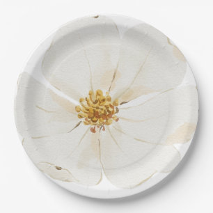 Hand Illustriert White Peony Pappteller