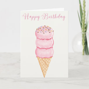 Hand Illustrierte Eiscreme Cone Happy Birthday Karte