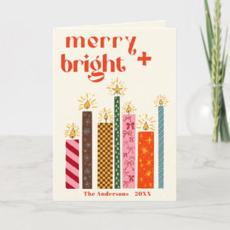 Hand-Illustrierte Merry + Helle Weihnachtskarte Feiertagskarte
