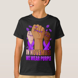 Hand Im November tragen wir lila Epilepsie-Bewusst T-Shirt