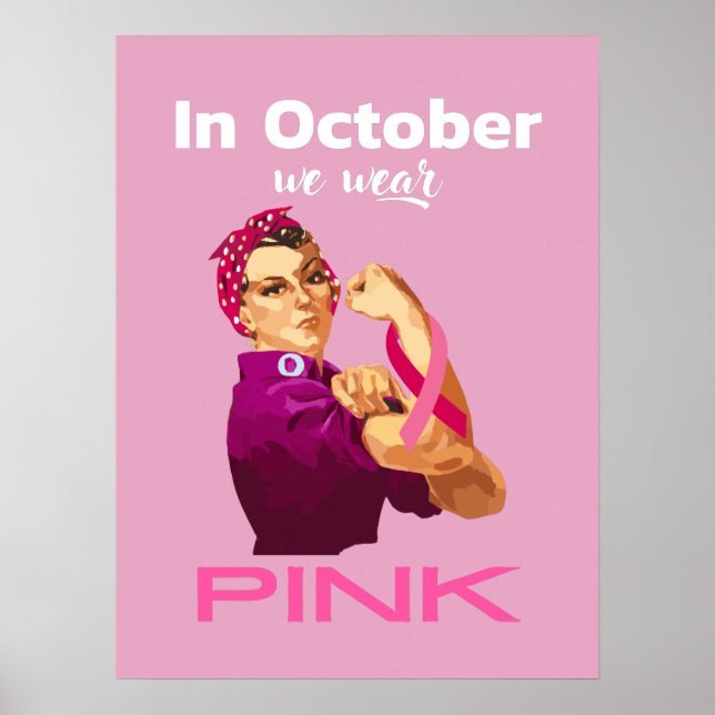 Hand im Oktober tragen wir Pink Rosie das Nieteter Poster (Vorne)