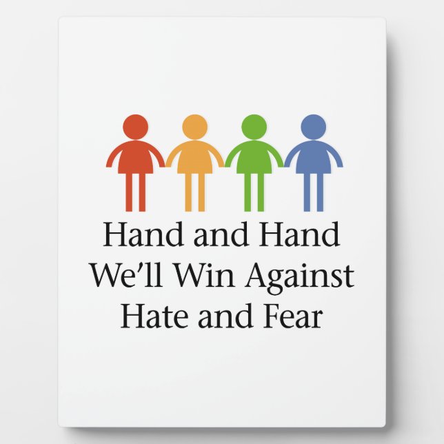 Hand in Hand gegen Hass und Angst Fotoplatte (Vorderseite)