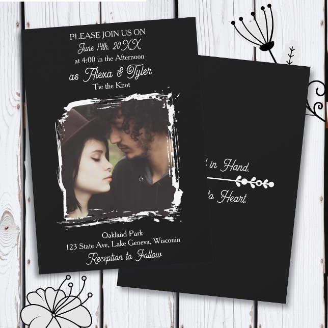 Hand in Hand, Heart to Heart | Photo Wedding Einladung (Von Creator hochgeladen)