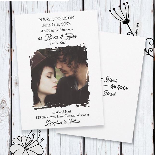 Hand in Hand, Heart to Heart | Photo Wedding Einladung (Von Creator hochgeladen)