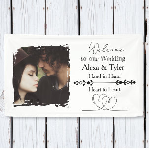 Hand in Hand, Herz an Herz   Foto-Hochzeit Banner